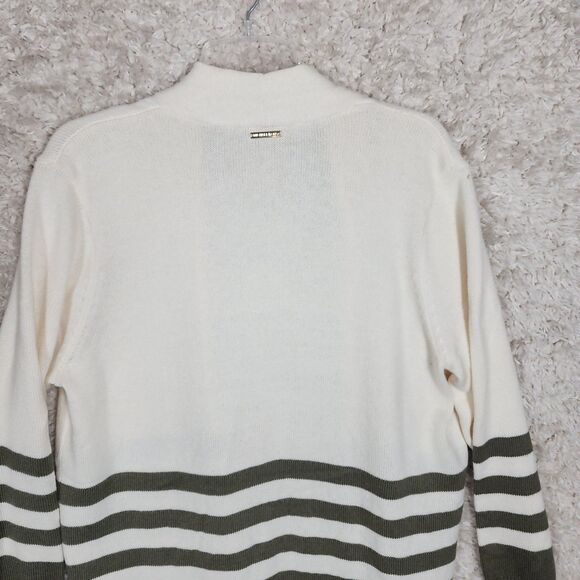 Michael Kors Cardigan Womens XL Striped Open Front Sweater Pockets Lightweight - Picture 8 of 11